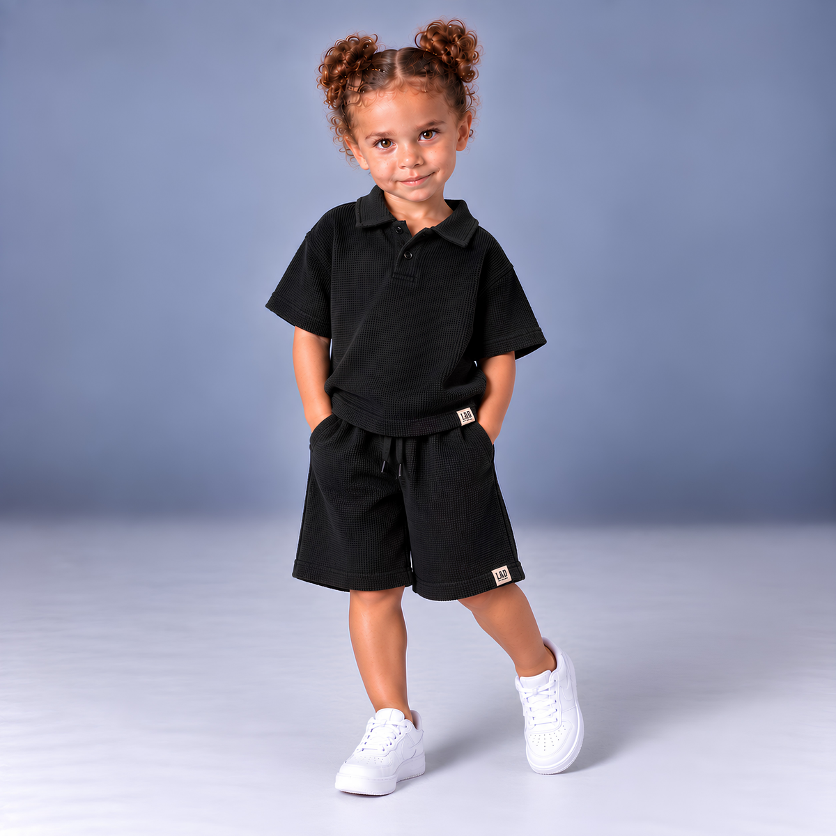 BLACK Summer Polo Set (T-Shirt & Shorts)