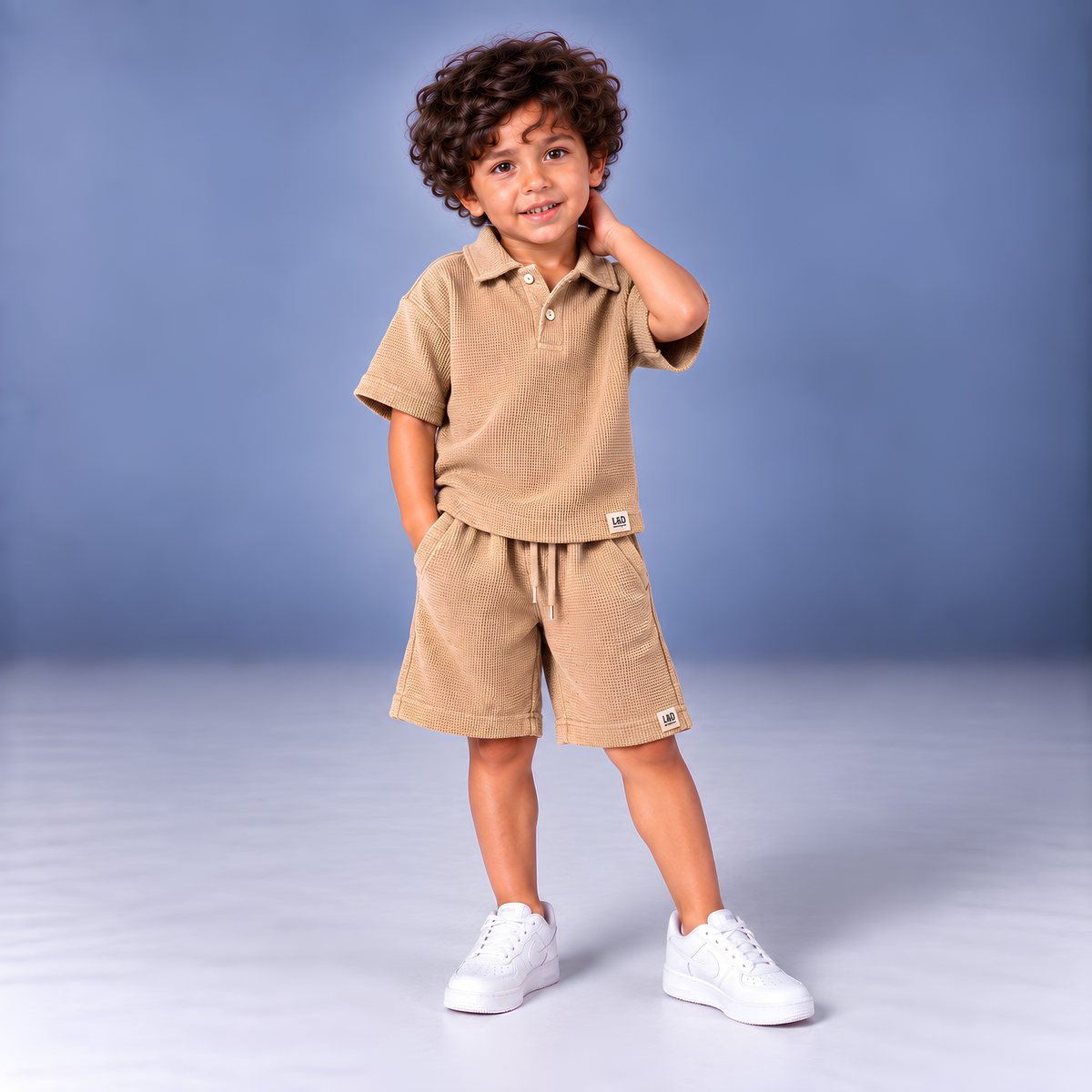 BEIGE Summer Polo Set (T-Shirt & Shorts)