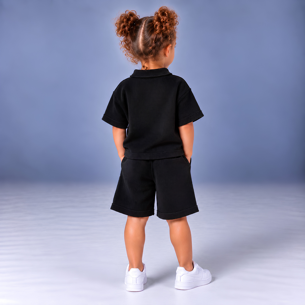 BLACK Summer Polo Set (T-Shirt & Shorts)